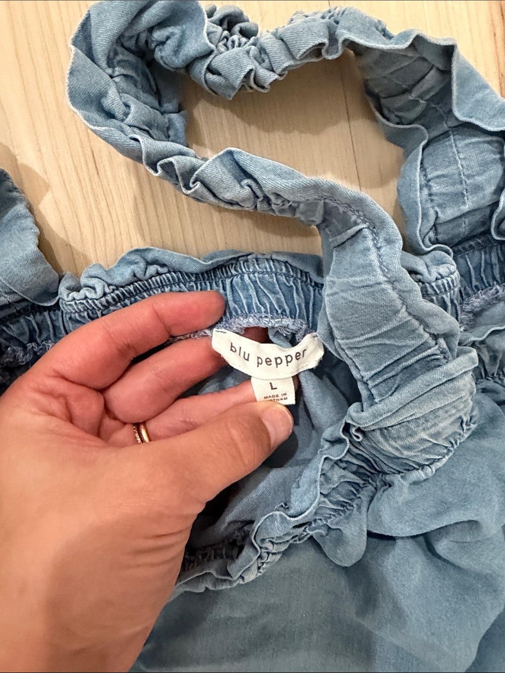 Blu Pepper Light Blue Ruffle Tank Top - Picture 2 of 7